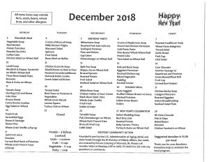 Shalom Mealsite Dec 2018 menu